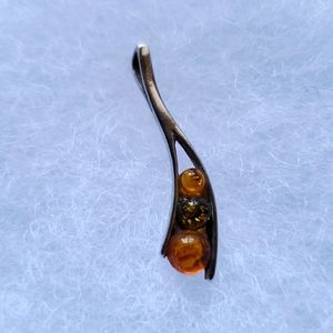 Baltic Amber Three Stone Sterling Silver Pendant